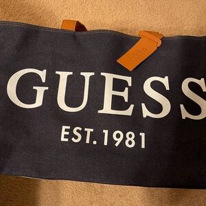 GUESS Black and Tan Duffel Bag